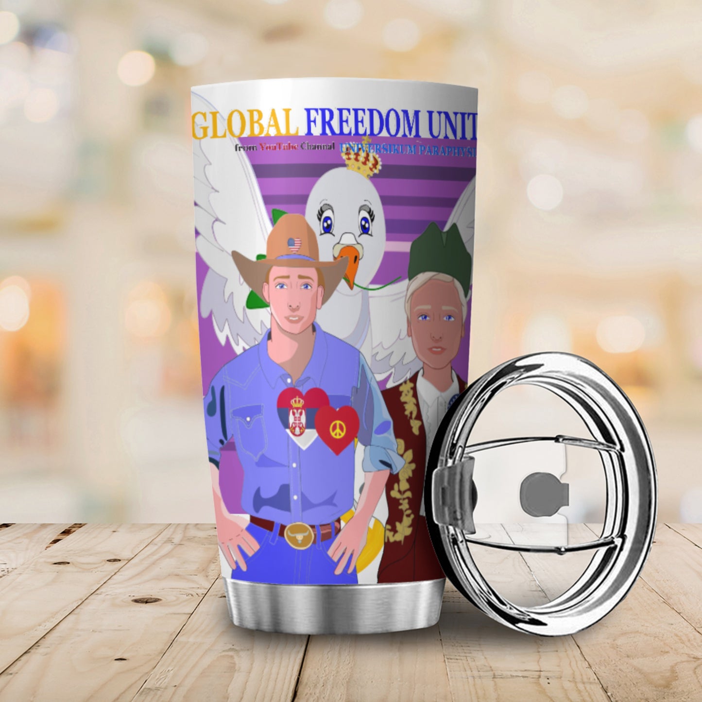 Tumbler GLOBAL FREEDOM UNITED© Men Serbia & USA Lilac