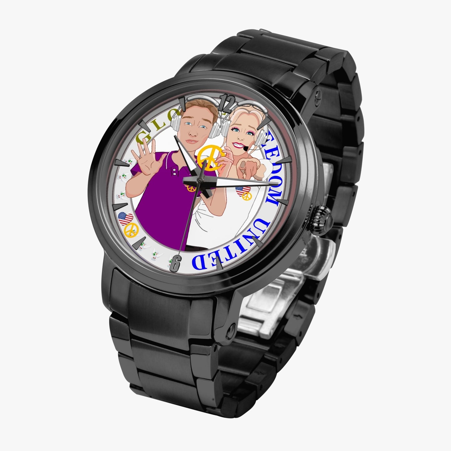 GLOBAL FREEDOM UNITED© Wight American - New Steel Strap Automatic Watch (With Indicators)