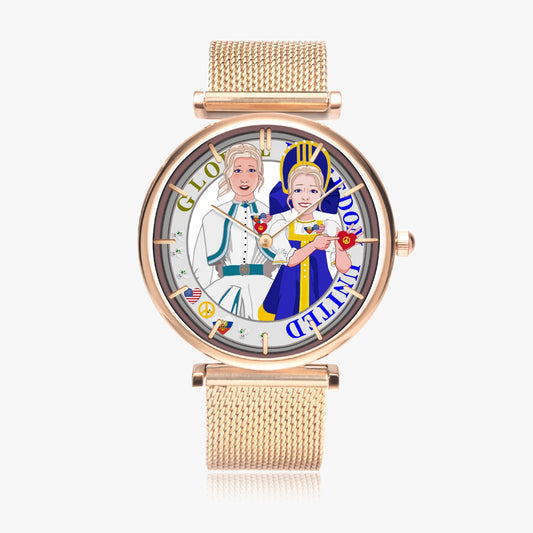 GLOBAL FREEDOM UNITED© New Stylish Ultra-Thin Quartz Watch (With Indicators) Women USA & Russia