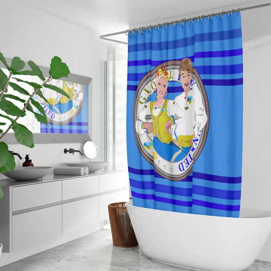 GLOBAL FREEDOM UNITED© Couple Ukrain Deep Blue - Quick-drying Shower Curtain