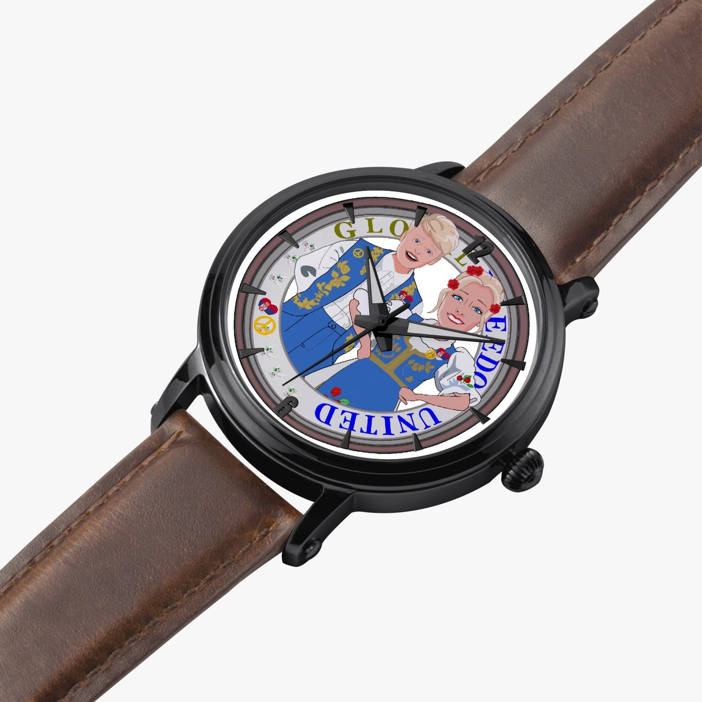 46mm Unisex Automatic Watch(Black) GLOBAL FREEDOM UNITED COUPLE EDITION SERBIA BLUE