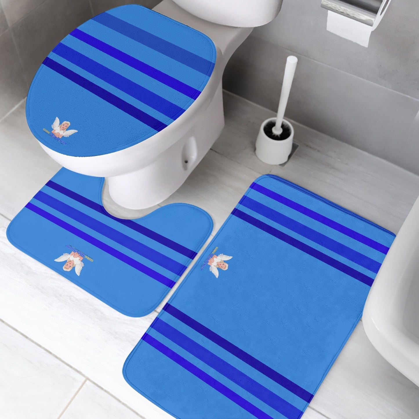 GLOBAL FREEDOM UNITED© Pcs Toilet Rug Set Deep Blue