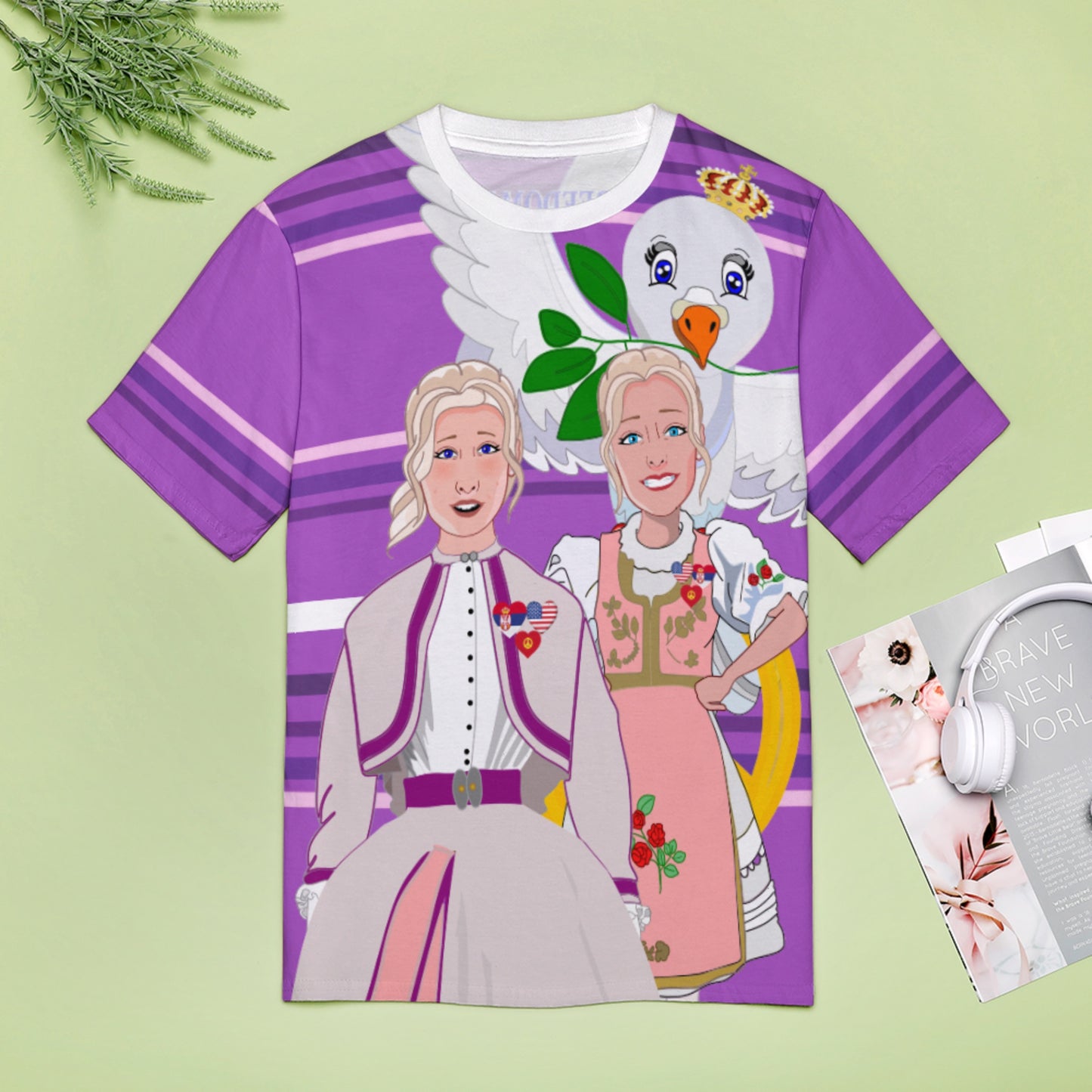 Women´s T-shirt 3 GLOBAL FREEDOM UNITED© Women Serbia & USA Lilac