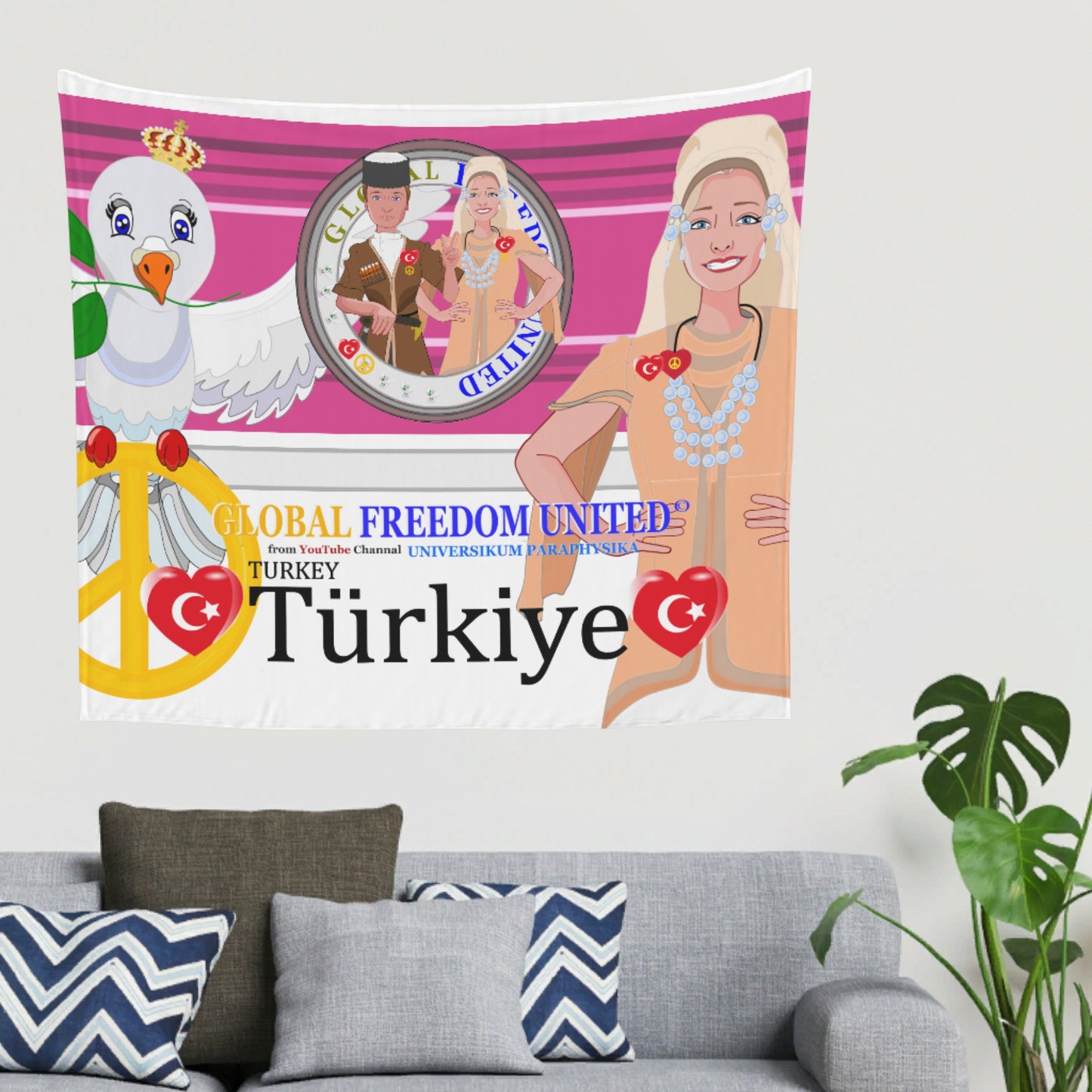 Tapestry GLOBAL FREEDOM UNITED© Couple Turkey Pink2