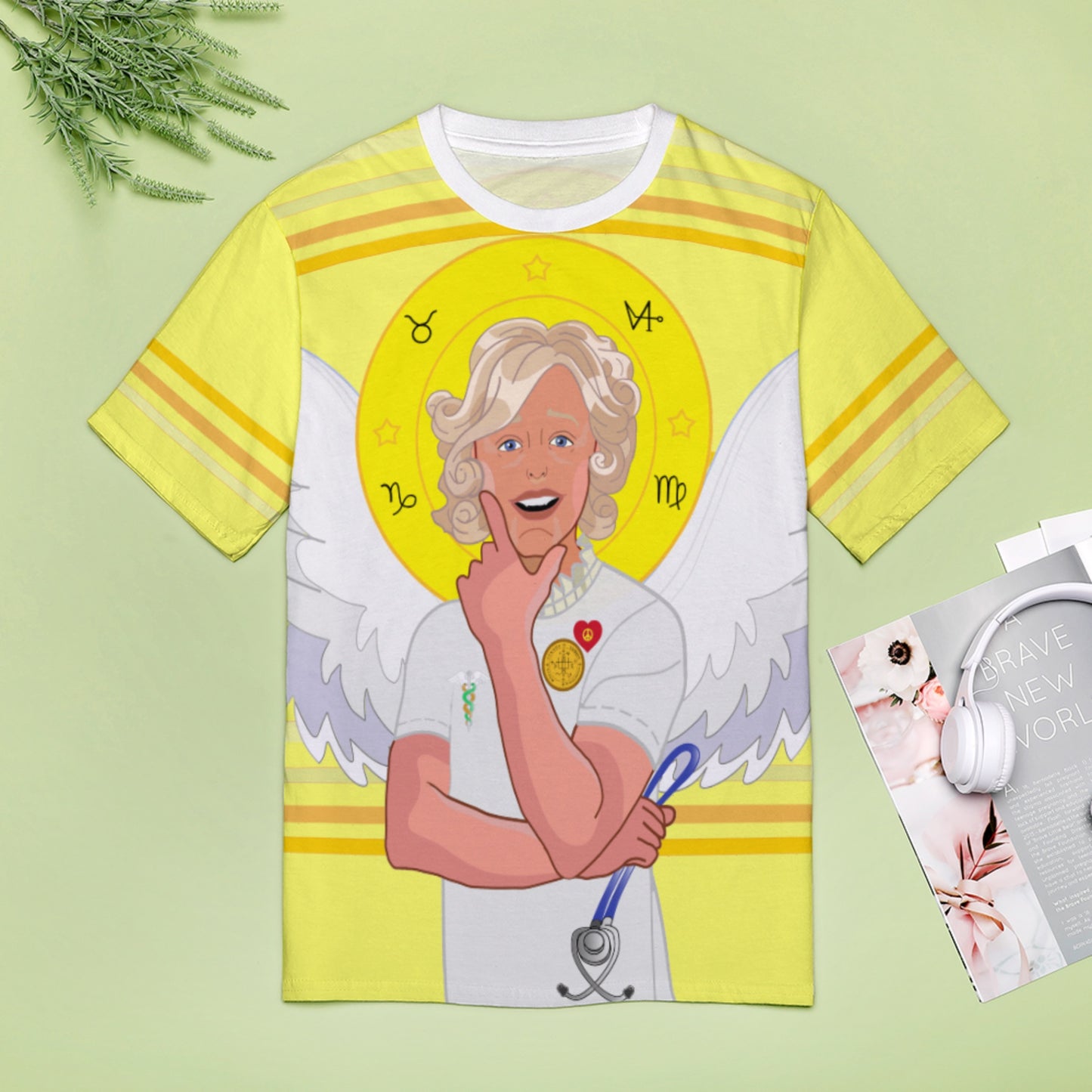 Women´s T-shirt 2 GLOBAL FREEDOM UNITED© Archangel Gabriel Arabic Yellow