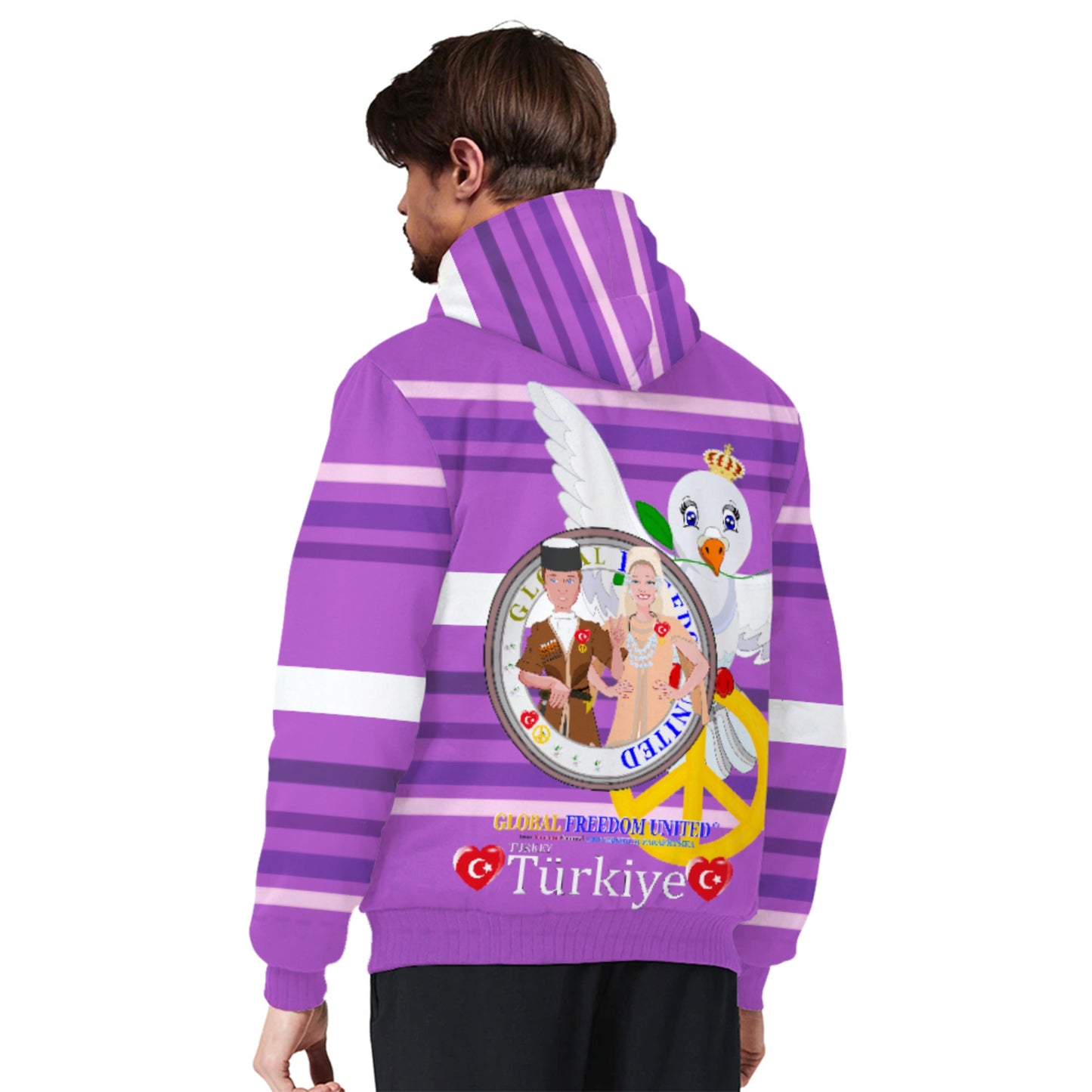 Plush Hoodie GLOBAL FREEDOM UNITED© Couple Turkey Lilac