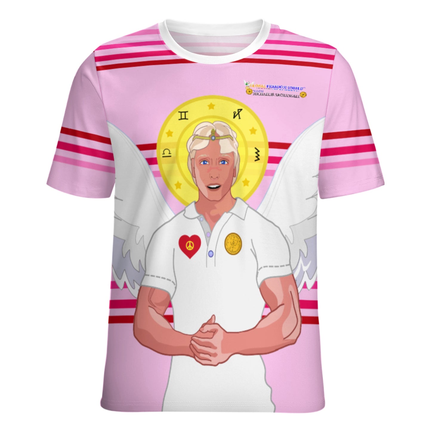 Women´s T-shirt  Global Freedom United© Archangel Michael In Latin V2 Pink1