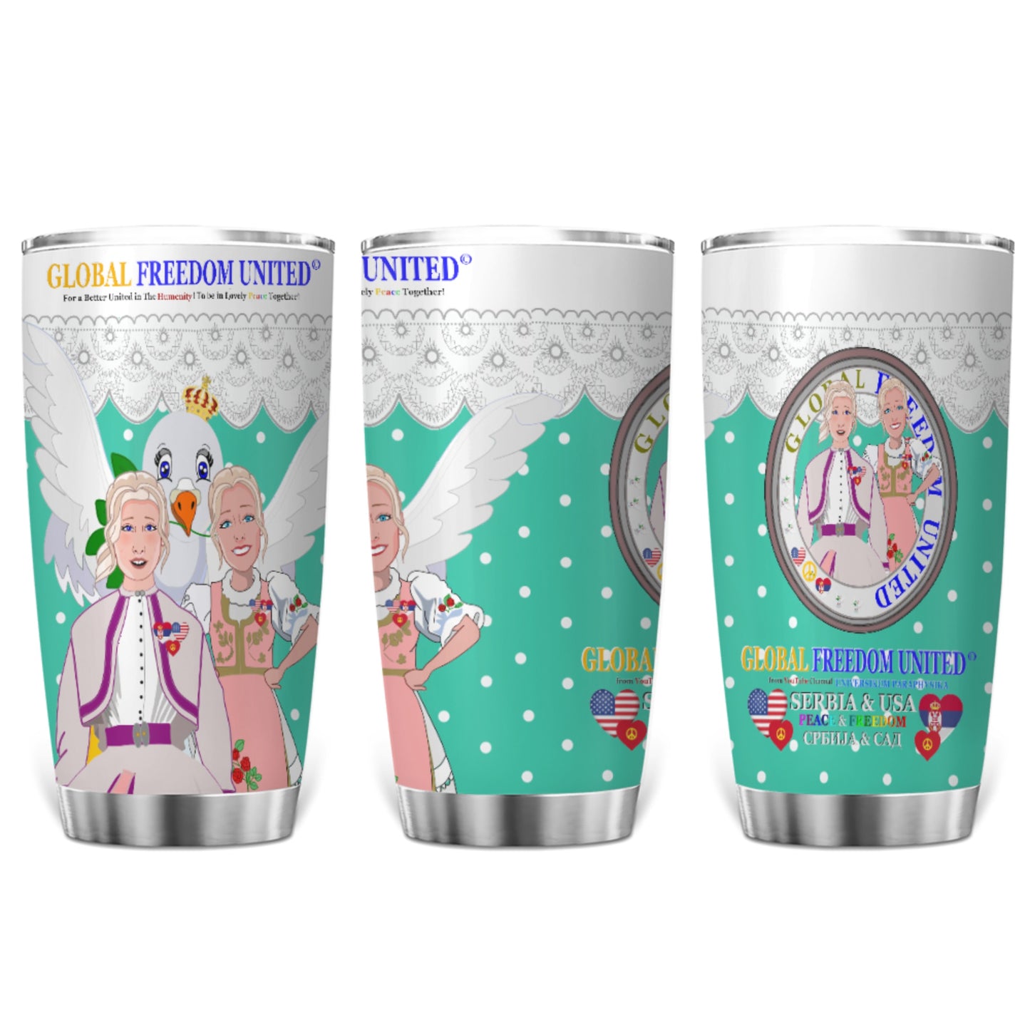 Tumbler 2 GLOBAL FREEDOM UNITED© Women Serbia & USA Green
