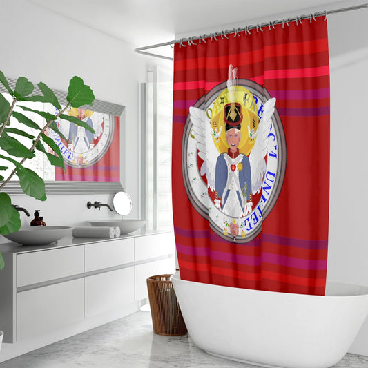 Quick-drying Shower Curtain GLOBAL FREEDOM UNITED© Archangel Michael Version 3 Red
