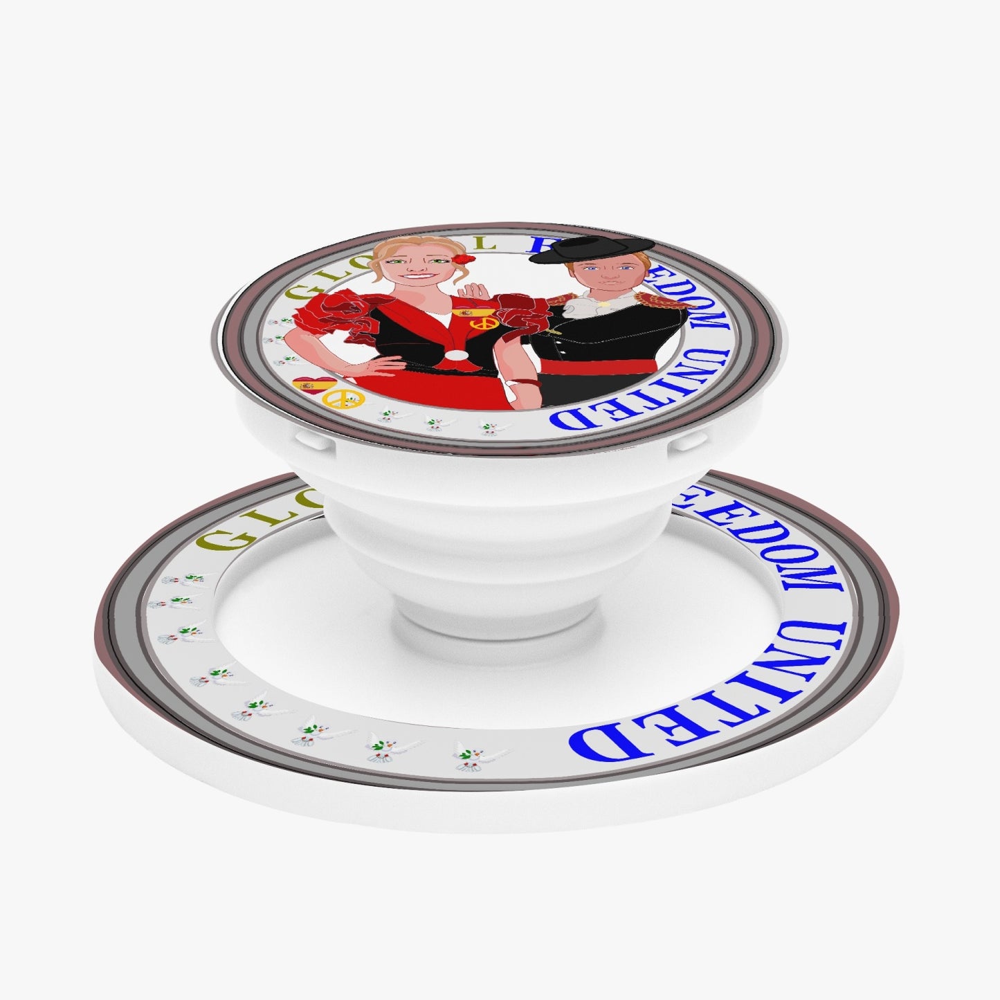 GLOBAL FREEDOM UNITED© Couple Spain Magnetic Collapsible Grip And Stand