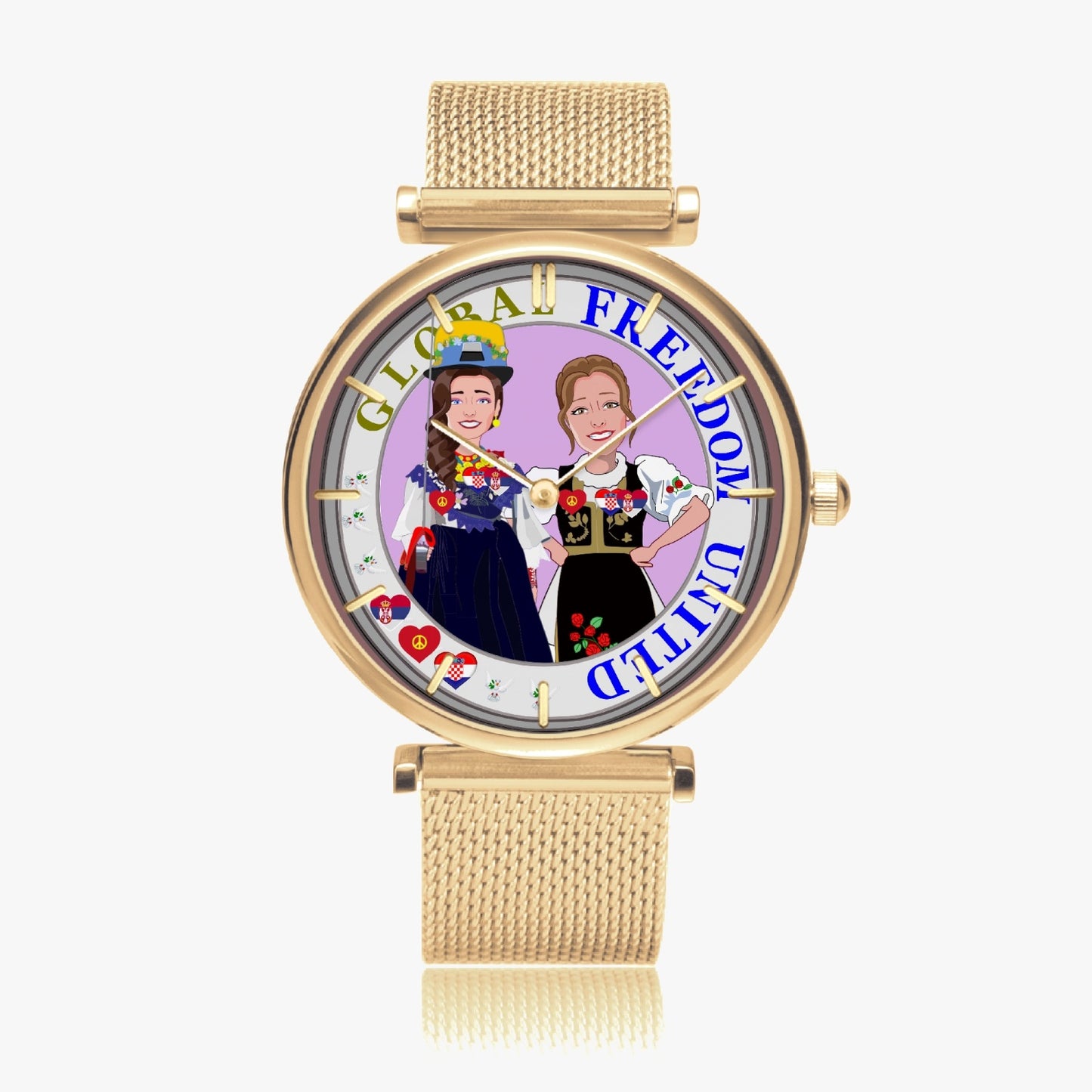 GLOBAL FREEDOM UNITED©  New Stylish Ultra-Thin Quartz Watch (With Indicators) Women Croatia & Serbia V2