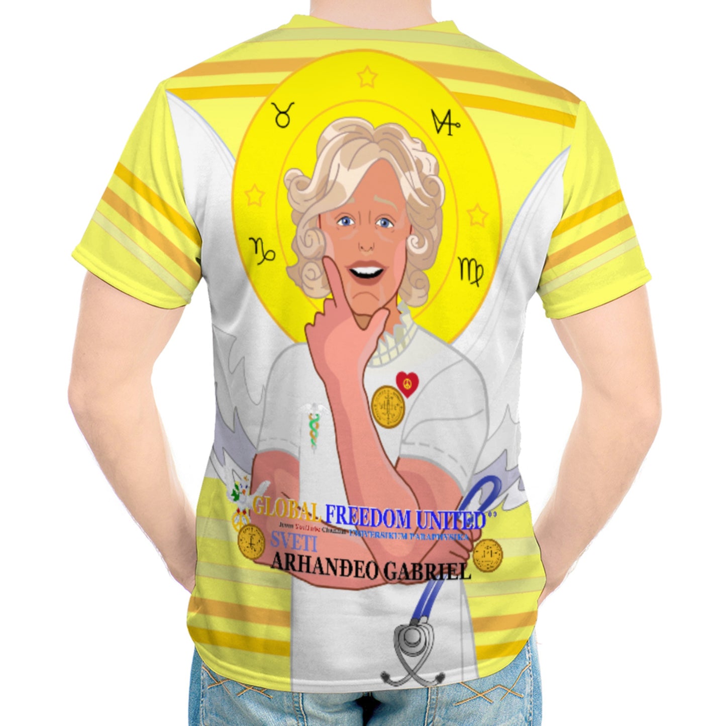 Men´s T-shirt GLOBAL FREEDOM UNITED© Archangel Gabriel Croatia  Yellow
