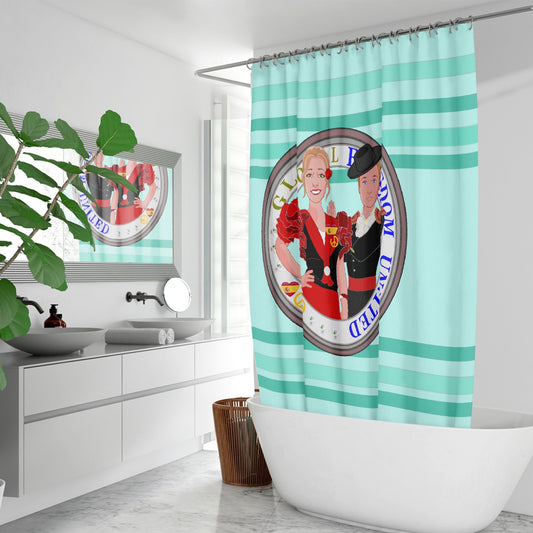 GLOBAL FREEDOM UNITED© Couple Spain Light GreenQuick-drying Shower Curtain