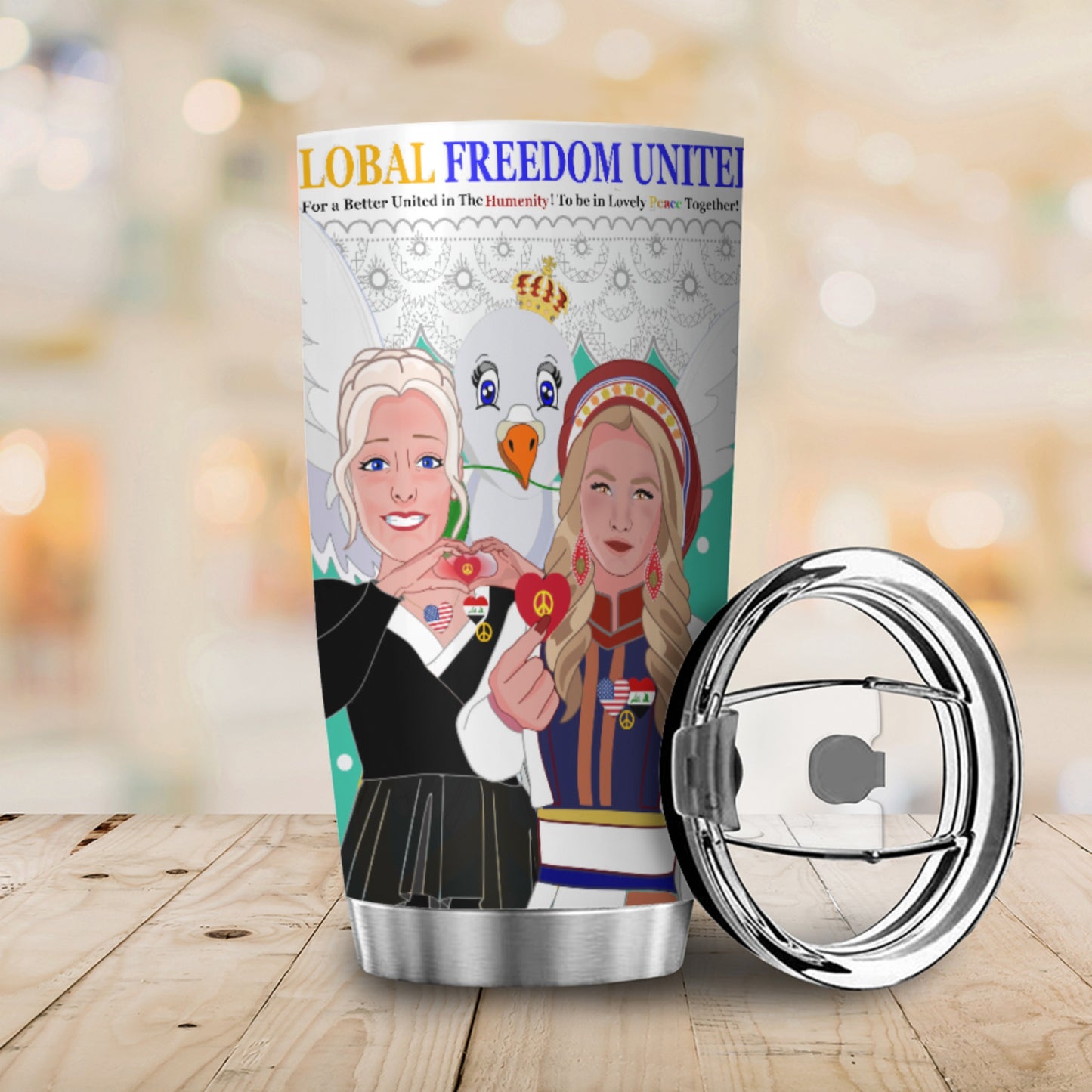 Tumbler GLOBAL FREEDOM UNITED© Women Iraq & USA Green