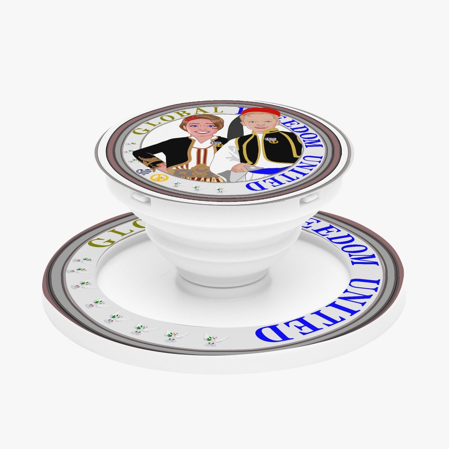 GLOBAL FREEDOM UNITED© Couple Greece Magnetic Collapsible Grip And Stand