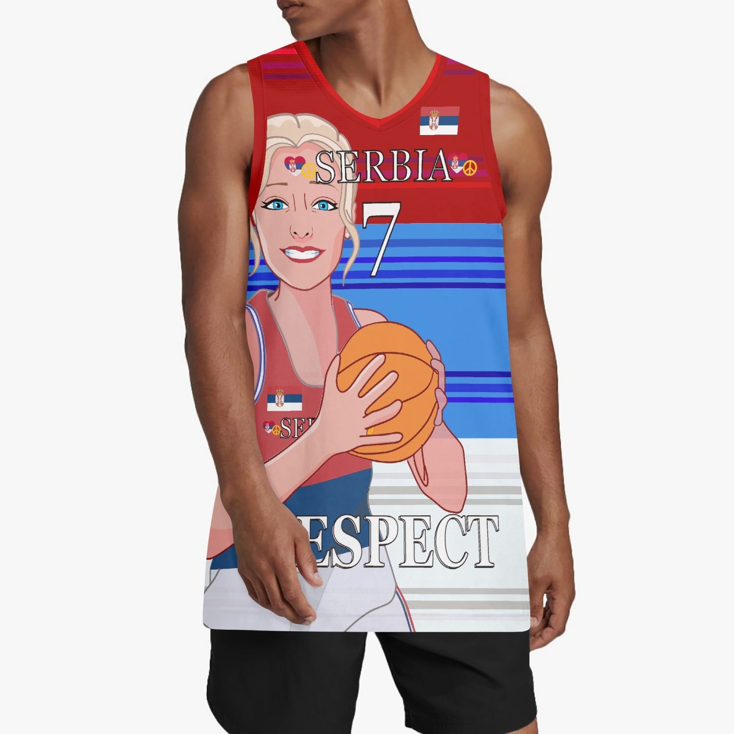 Basketball Jersey GLOBAL FREEDOM UNITED COUPLE EDITION WOMEN SERBIA v17