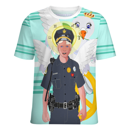 Women´s T-shirt 2 GLOBAL FREEDOM UNITED© Archangel Michael As Policemen Light Green