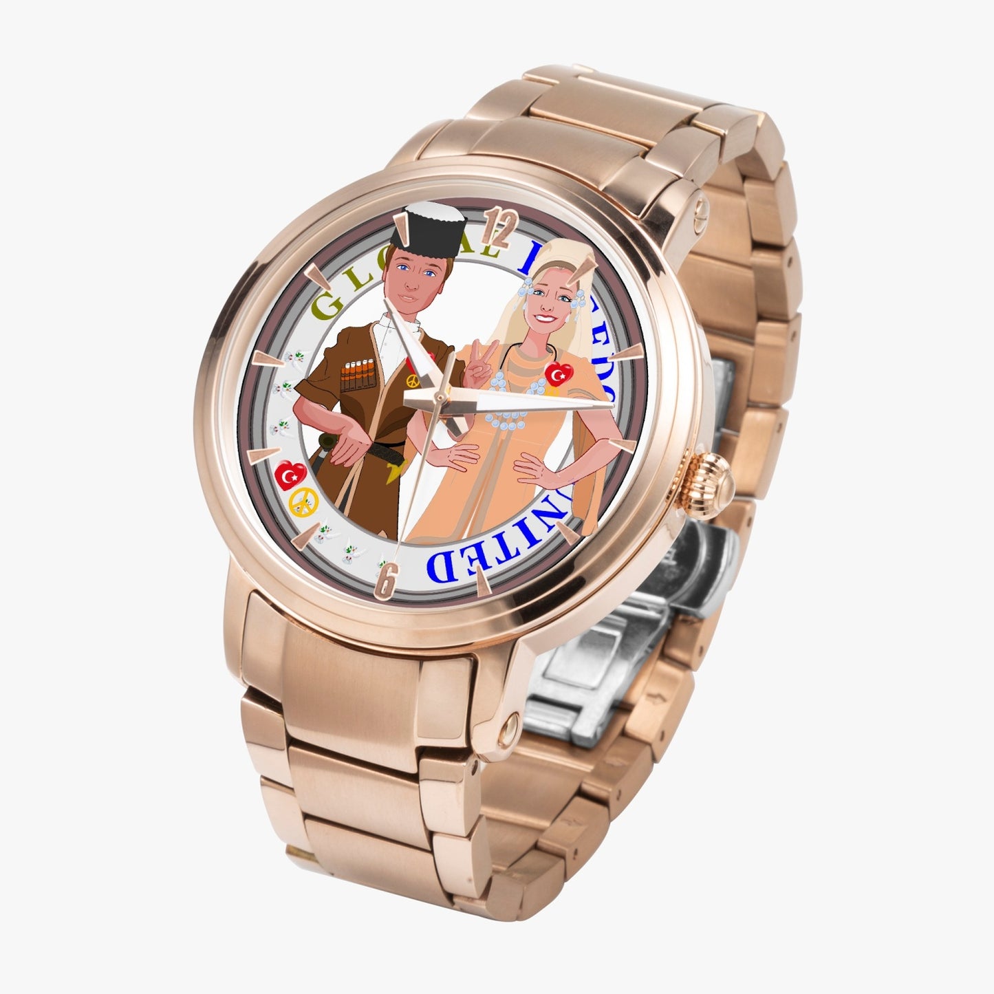 GLOBAL FREEDOM UNITED© Couple Turkey New Steel Strap Automatic Watch (With Indicators)