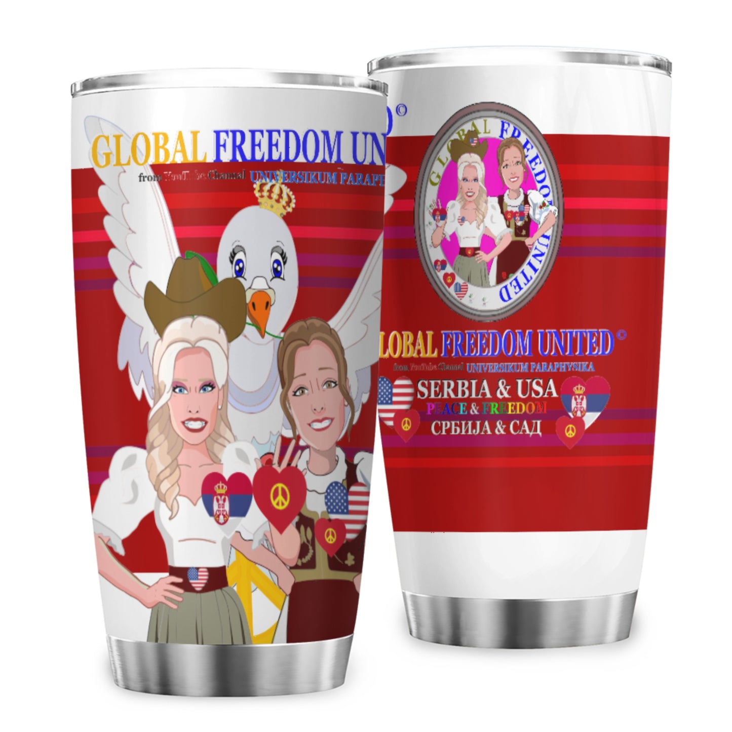 Tumbler GLOBAL FREEDOM UNITED© Women Serbia & USA Red