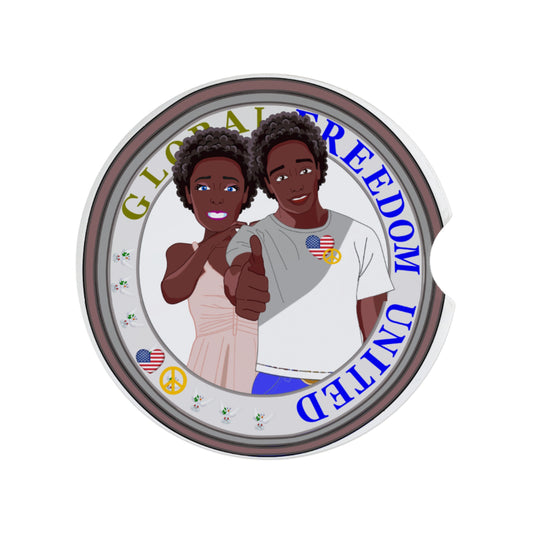 Ceramic Car Coaster GLOBAL FREEDOM UNITED© Couple USA Afro American