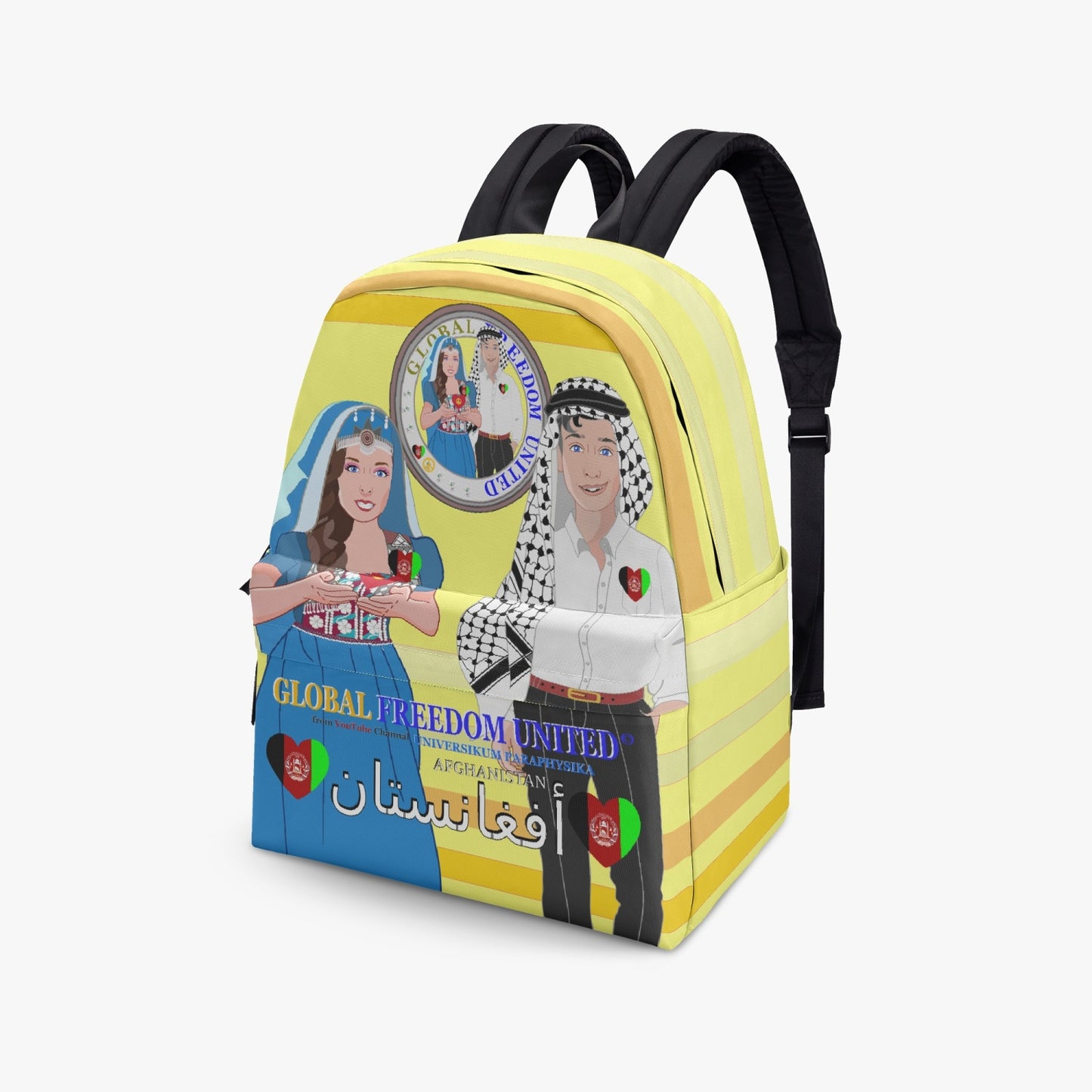 GLOBAL FREEDOM UNITED© Couple Afghanistan Yellow - All-over-print Canvas Backpack