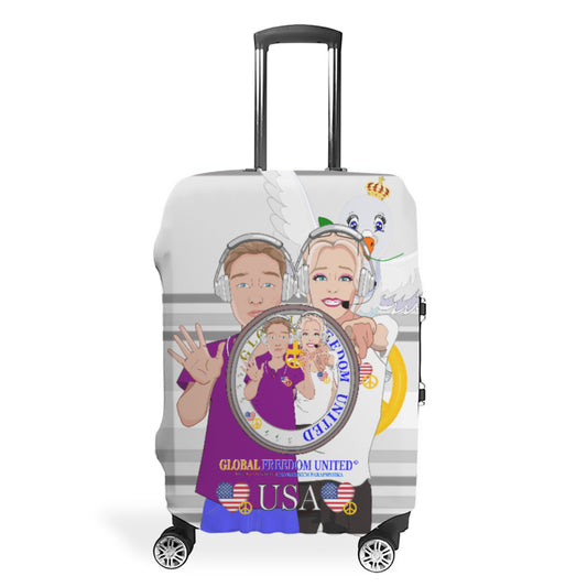 Luggage Cover GLOBAL FREEDOM UNITED© Couple USA Wight American Grey