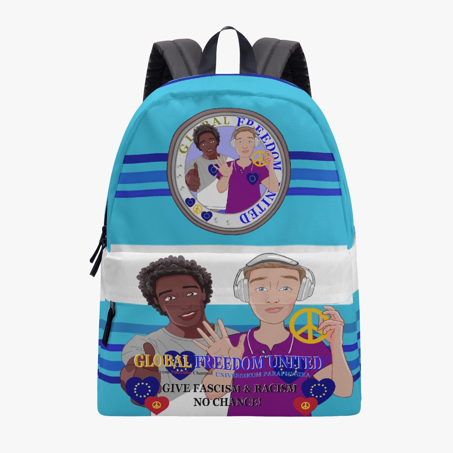 GLOBAL FREEDOM UNITED© Men Anti Fascism & Racism EU BLUE EUROPE All-over-print Canvas Backpack