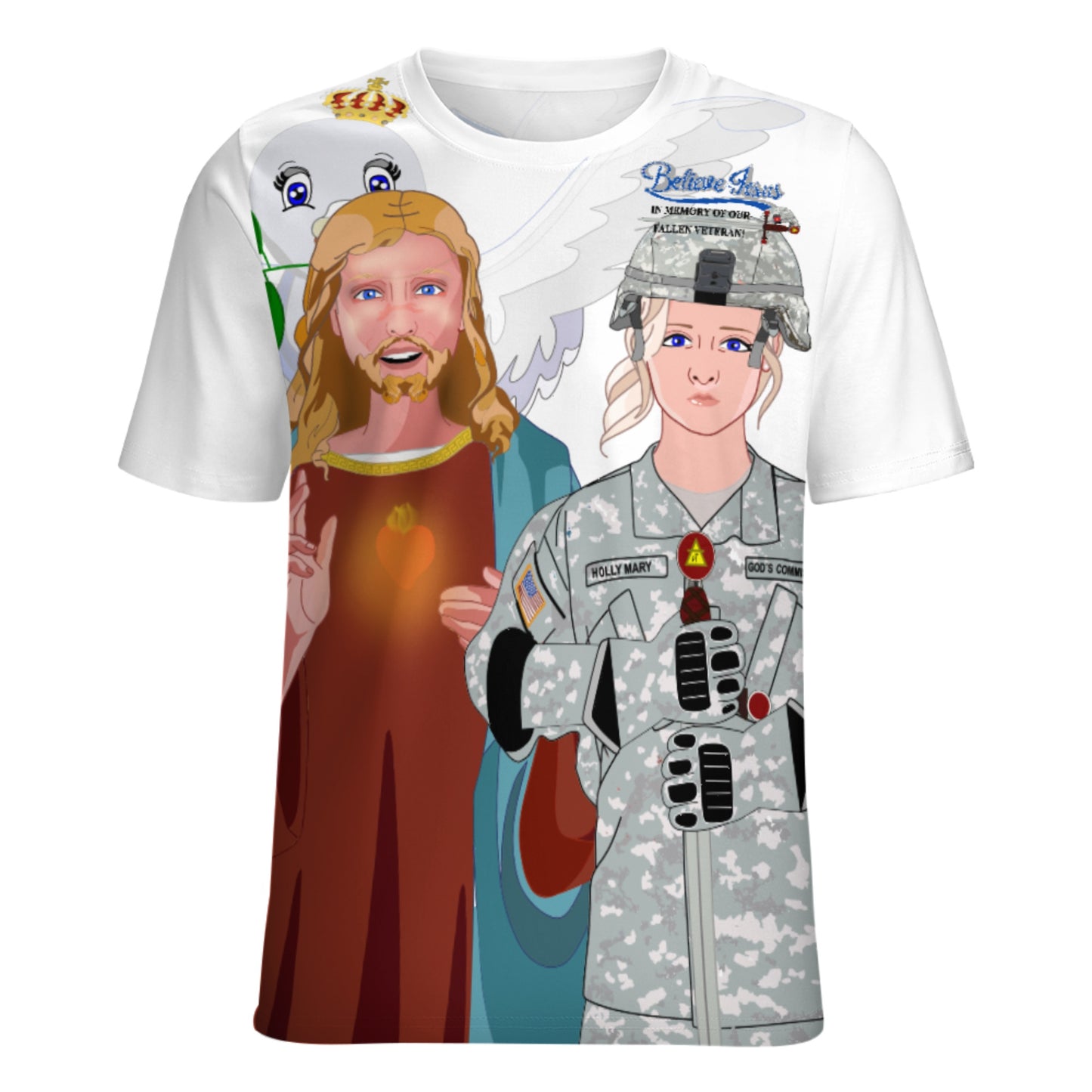 Women´s T-shirt GLOBAL FREEDOM UNITED© Jesus Christ For Fallen Us American Soldiers Wight