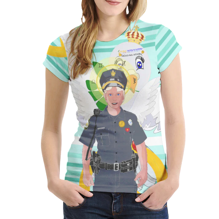 Women´s T-shirt 1 GLOBAL FREEDOM UNITED© Archangel Michael As Policemen Light Green
