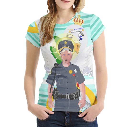 Women´s T-shirt 1 GLOBAL FREEDOM UNITED© Archangel Michael As Policemen Light Green