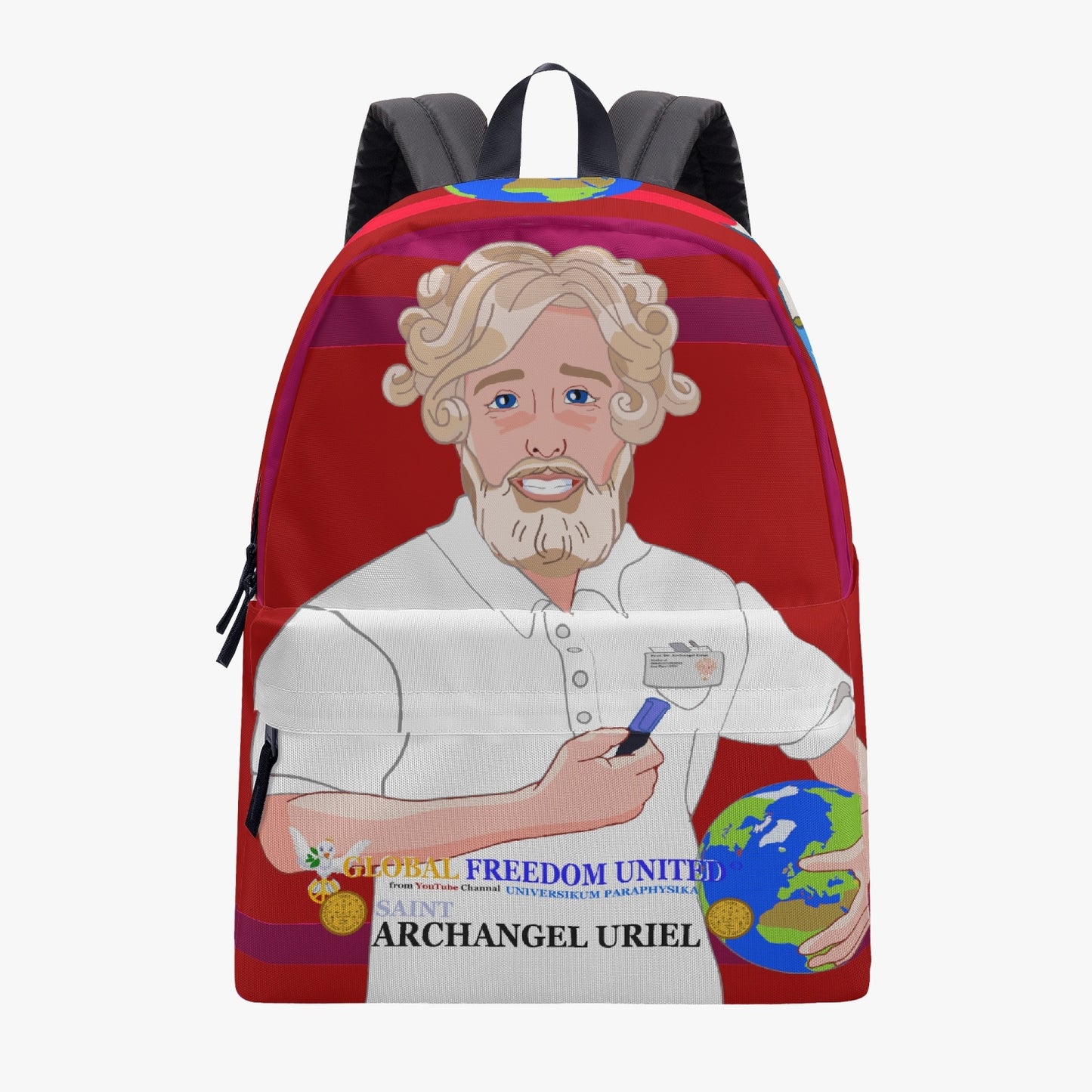 GLOBAL FREEDOM UNITED© Archangel Uriel SPECIAL LESSONS English Red - All-over-print Canvas Backpack