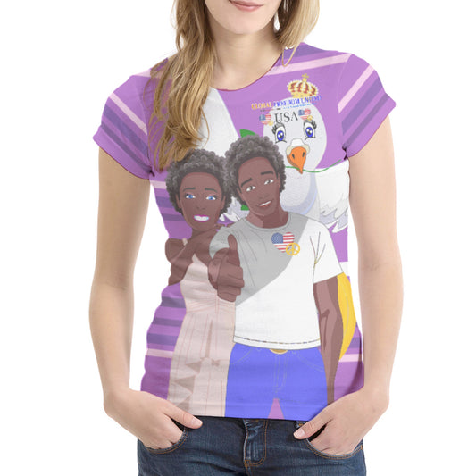 Women´s T-shirt 1 GLOBAL FREEDOM UNITED© Couple USA Afro American Lilac