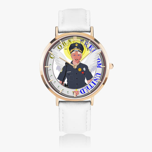 Hot Selling Ultra-Thin Leather Strap Quartz Watch (Rose Gold With Indicators) GLOBAL FREEDOM UNITED© Archangel Michael Policemen