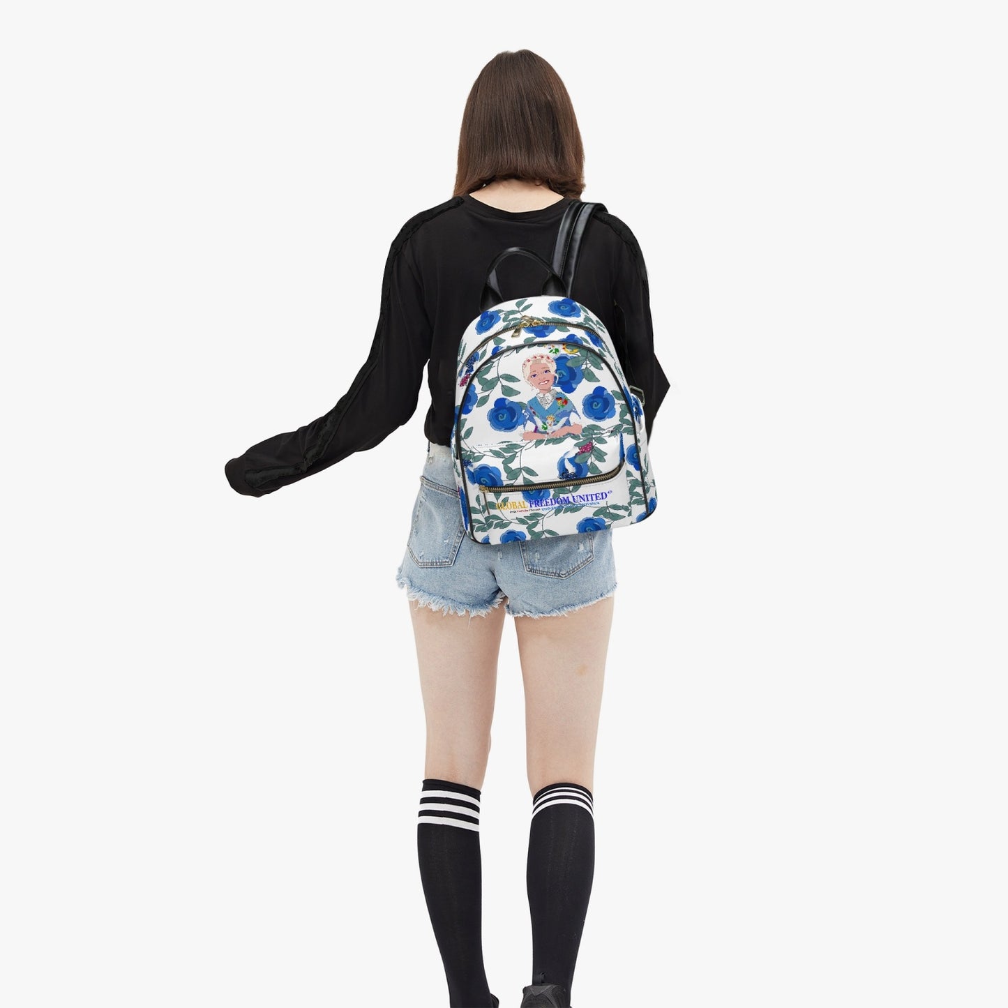 All Over Printed PU Backpack GLOBAL FREEDOM UNITED© Couple Germany Skarabeus Beetle Women  Blues