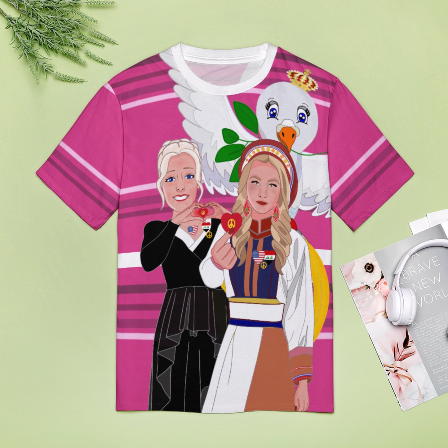 Women´s T-Shirt 3 GLOBAL FREEDOM UNITED© Women Iraq & USA Pink2