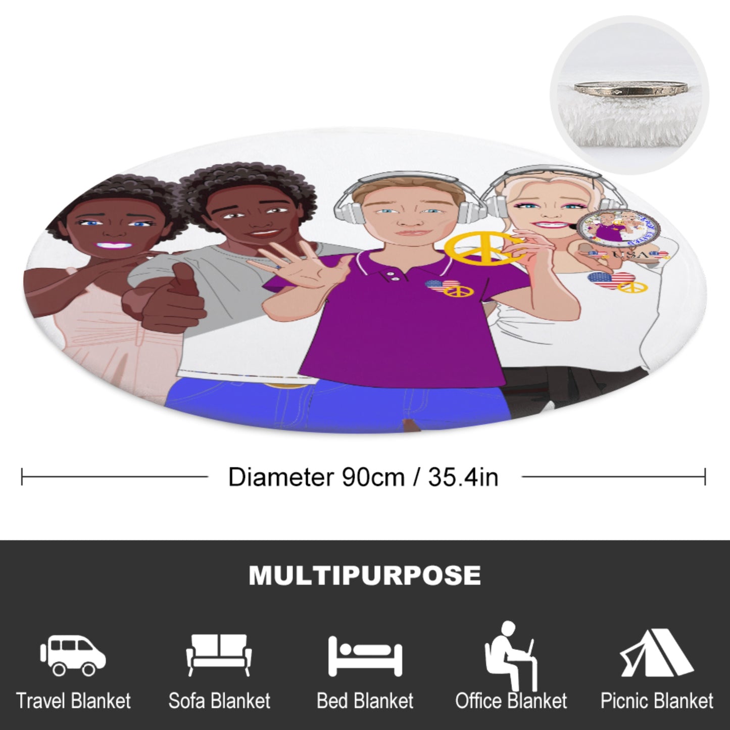Blanket For Kids GLOBAL FREEDOM UNITED© Couple USA Wight American