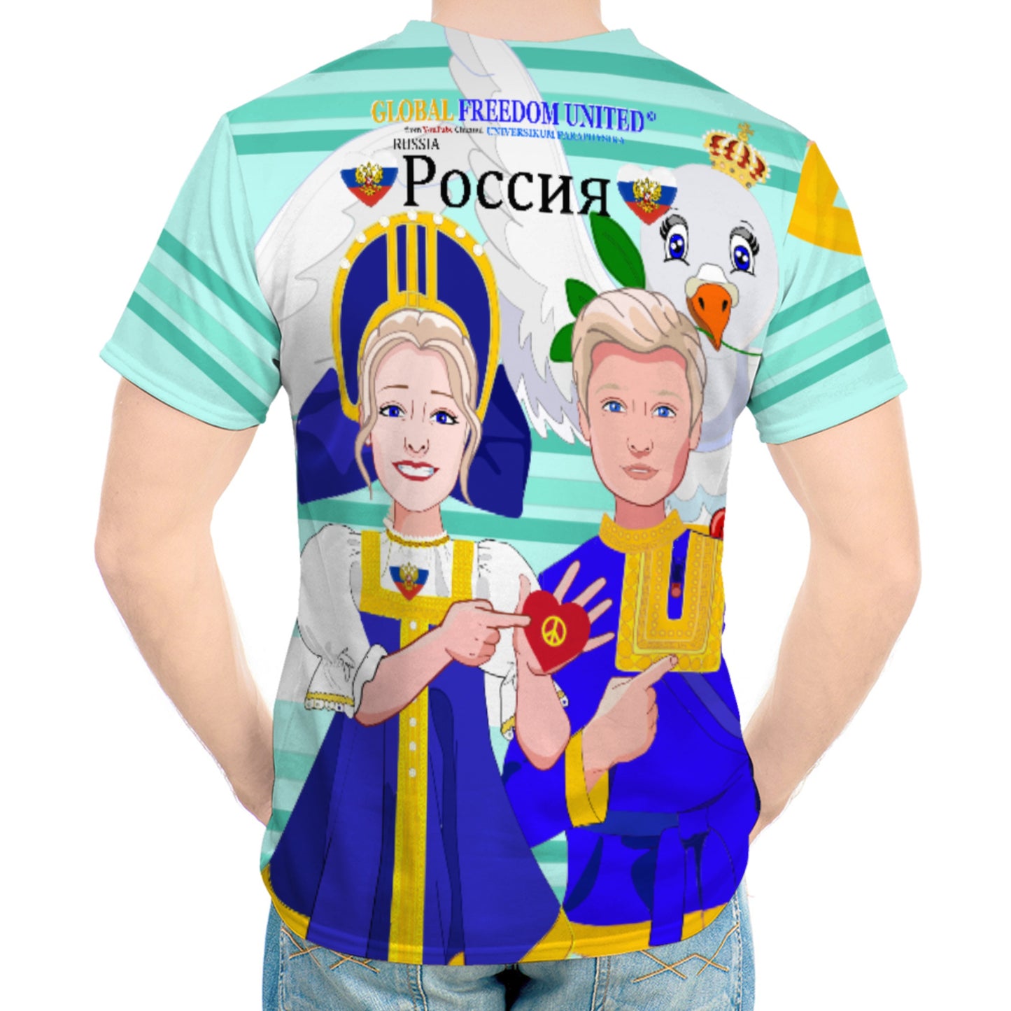 Men´s T-shirt GLOBAL FREEDOM UNITED© Couple Russia Light Green