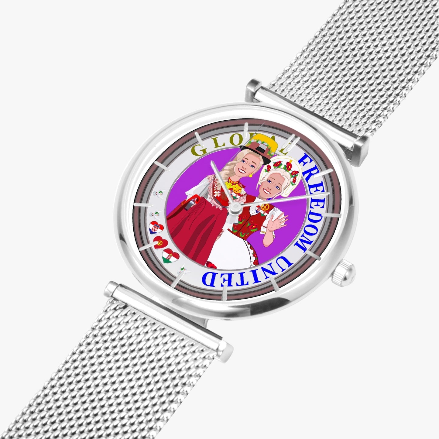 GLOBAL FREEDOM UNITED© New Stylish Ultra-Thin Quartz Watch (With Indicators) Women Croatia & Hungary