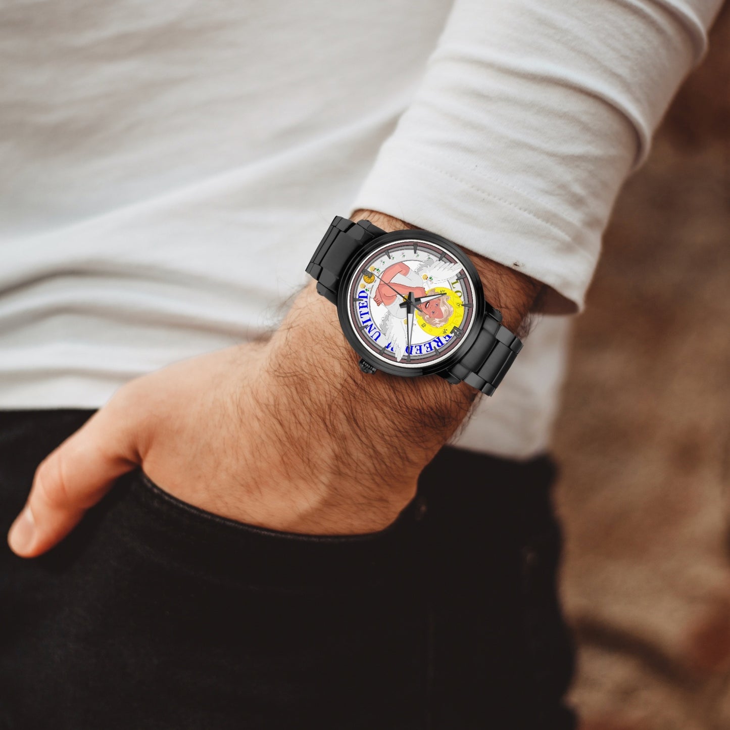 New Steel Strap Automatic Watch (With Indicators) GLOBAL FREEDOM UNITED© ARCHANGEL GABRIEL