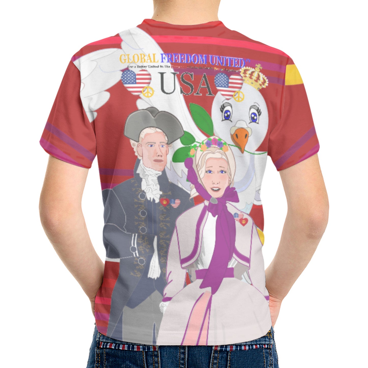 Kid´s T-shirt GLOBAL FREEDOM UNITED© Couple USA V3 Red