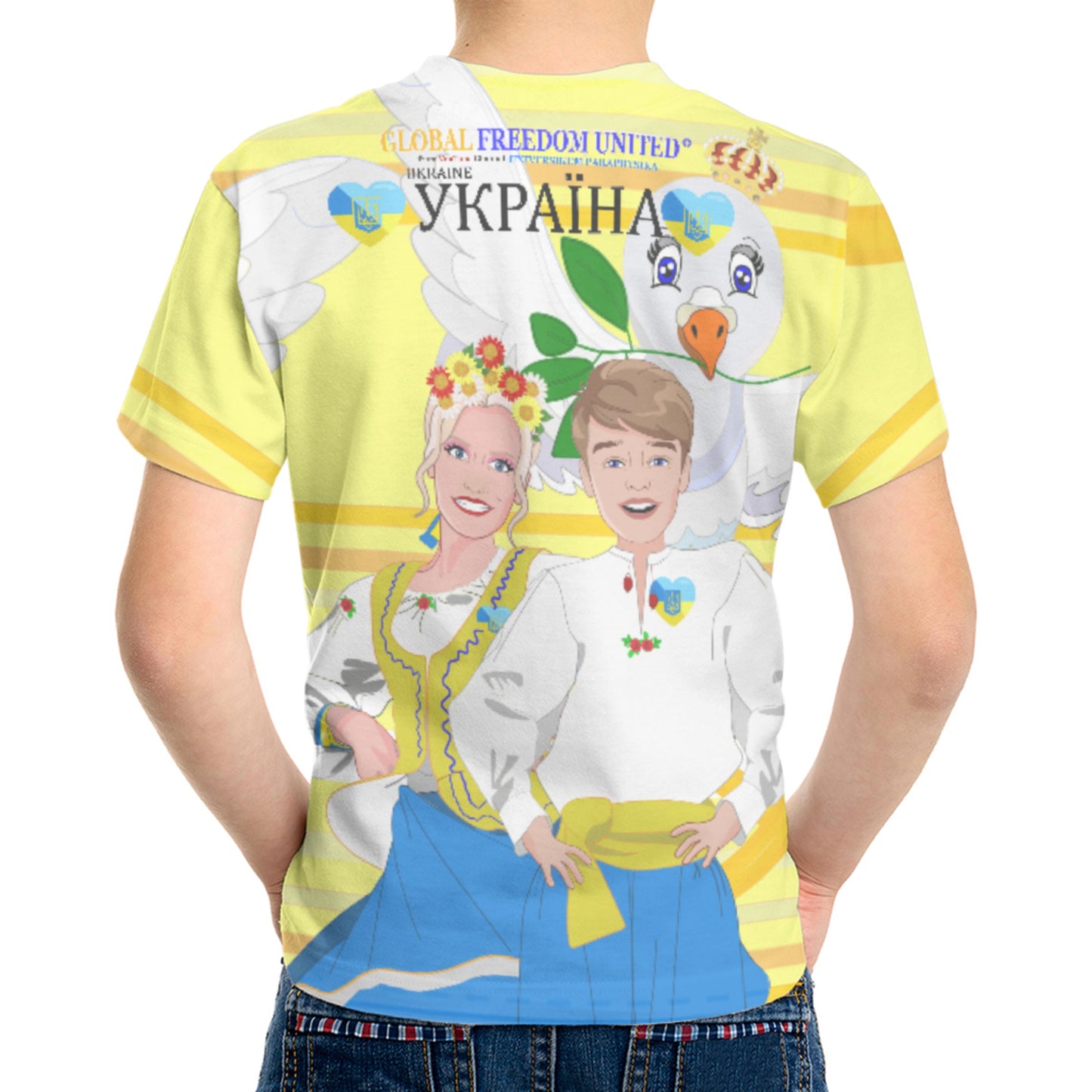Kid´s T-shirt GLOBAL FREEDOM UNITED© Couple Ukrain Yellow