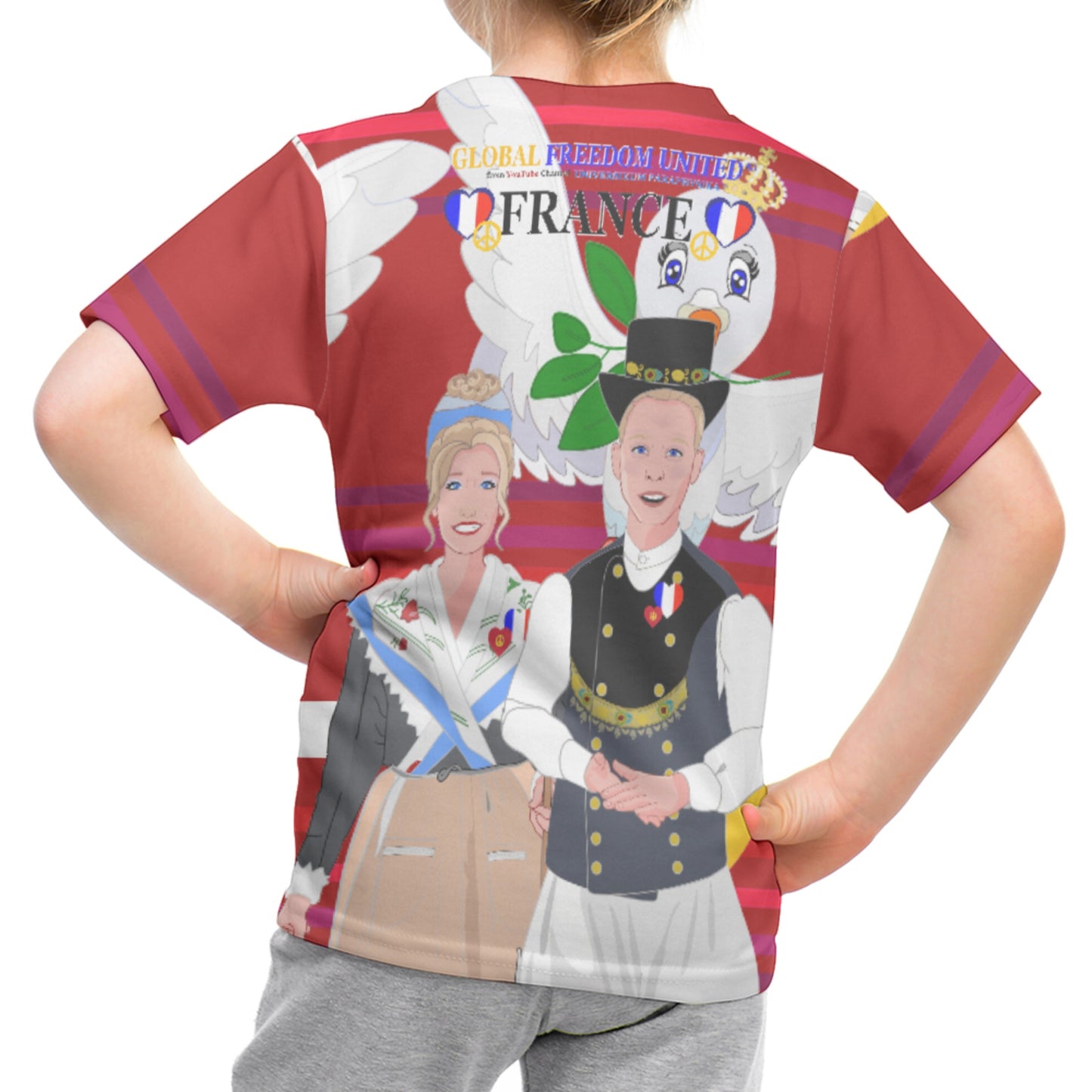 Kit´s T-shirt GLOBAL FREEDOM UNITED© Couple French Red