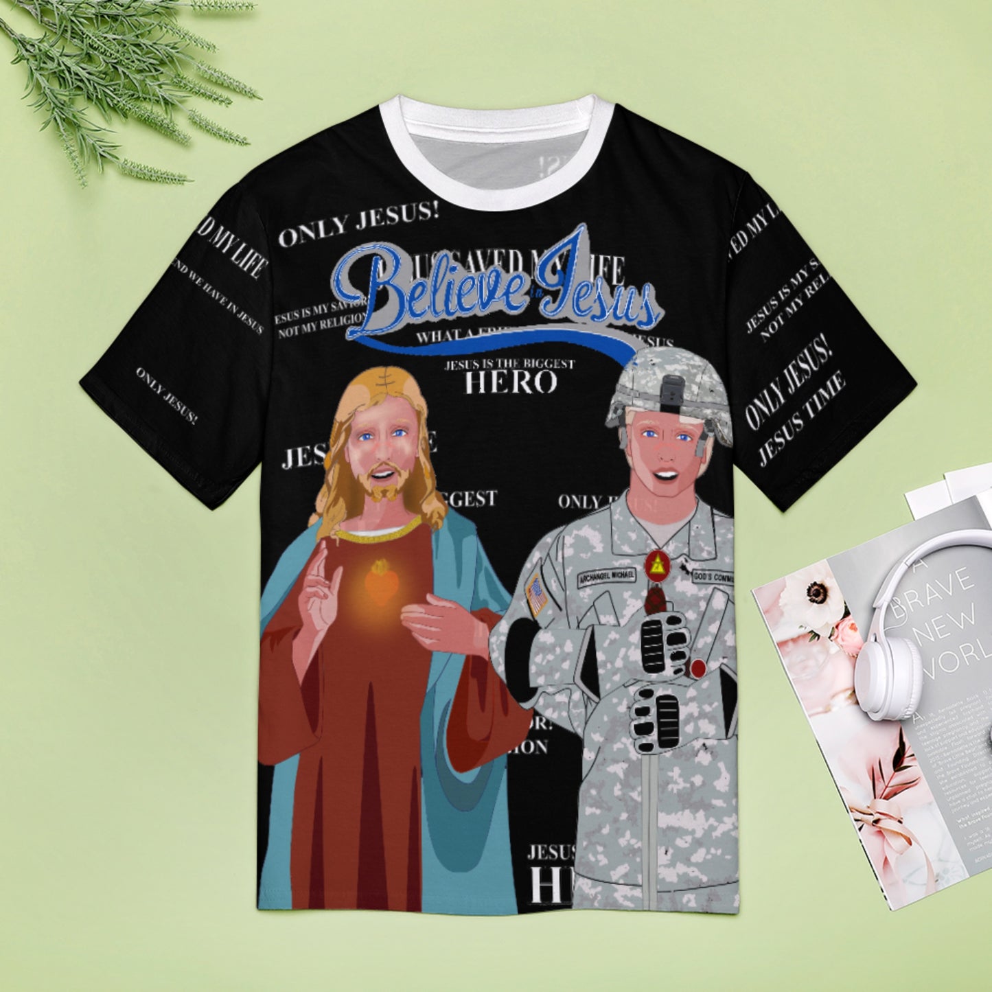 Women´s T-shirt  Black GLOBAL FREEDOM UNITED© Jesus Is A Hero For US American Soldiers