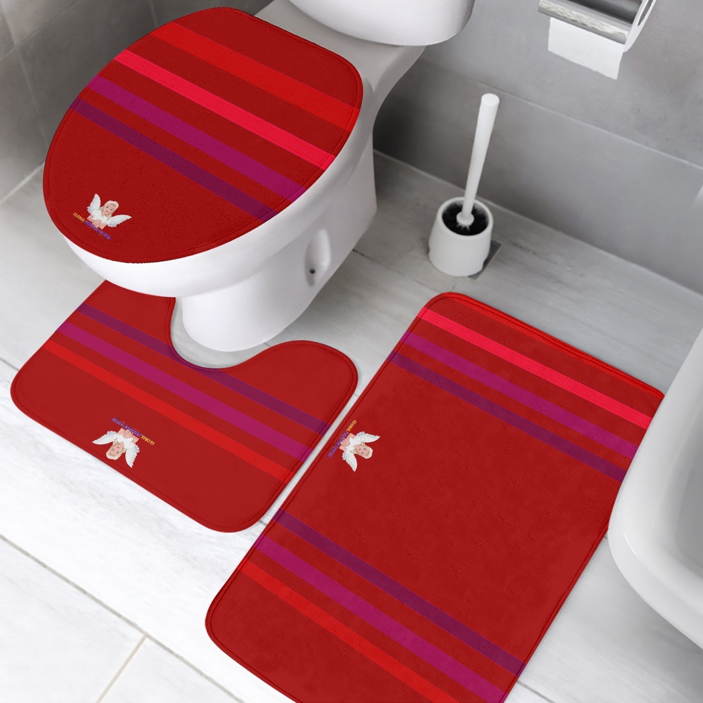 GLOBAL FREEDOM UNITED© Pcs Toilet Rug Set Red