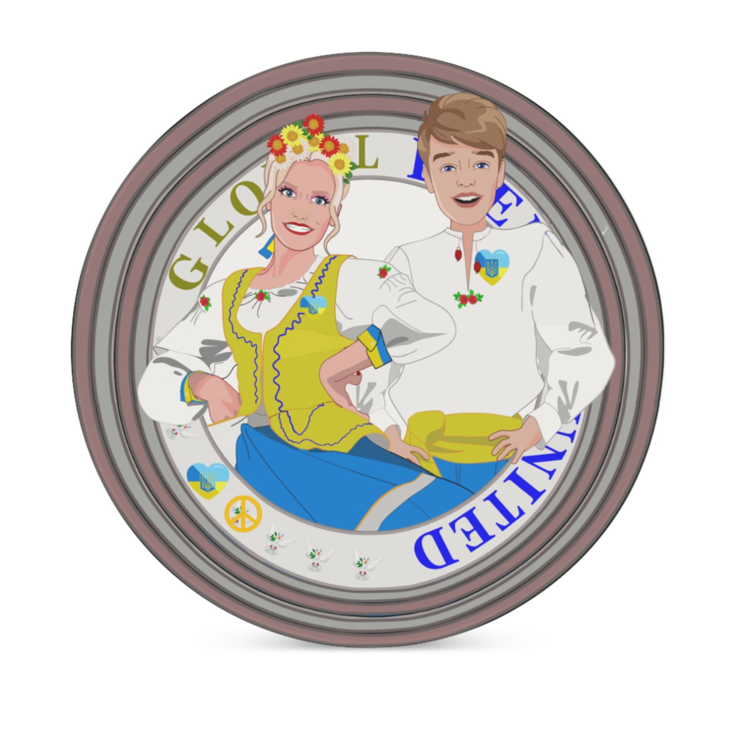 Ceramic CoastersGLOBAL FREEDOM UNITED© Couple Ukrain