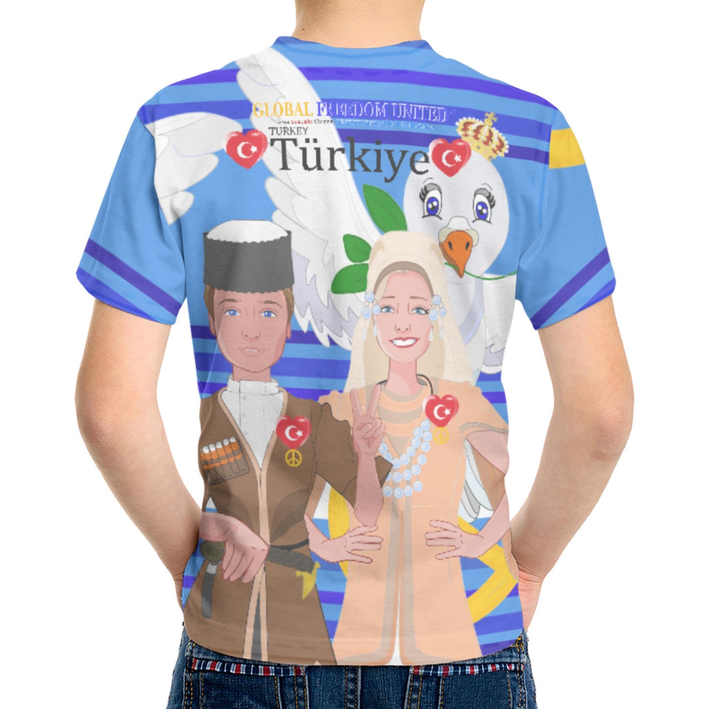 Kid´s T-shirt GLOBAL FREEDOM UNITED© Couple Turkey Deep Blue