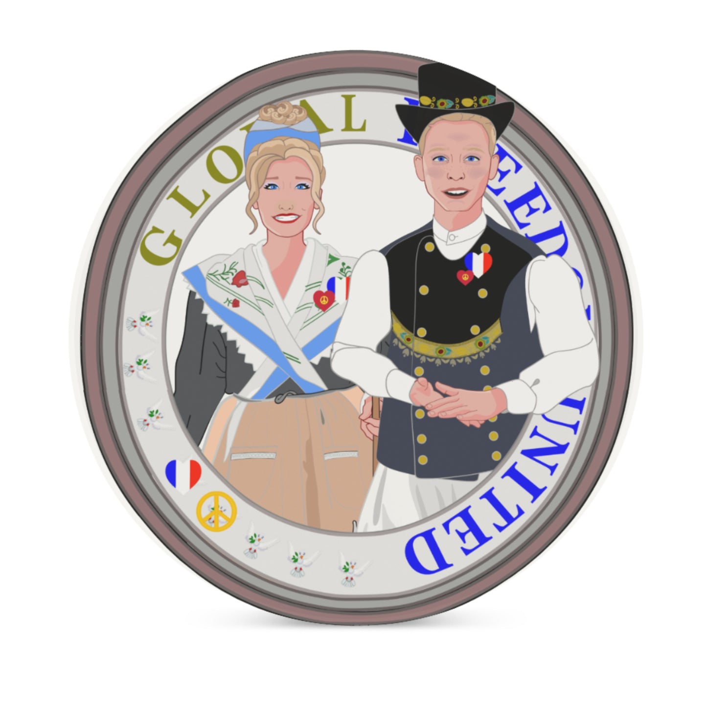 Ceramic Coasters GLOBAL FREEDOM UNITED© Couple French
