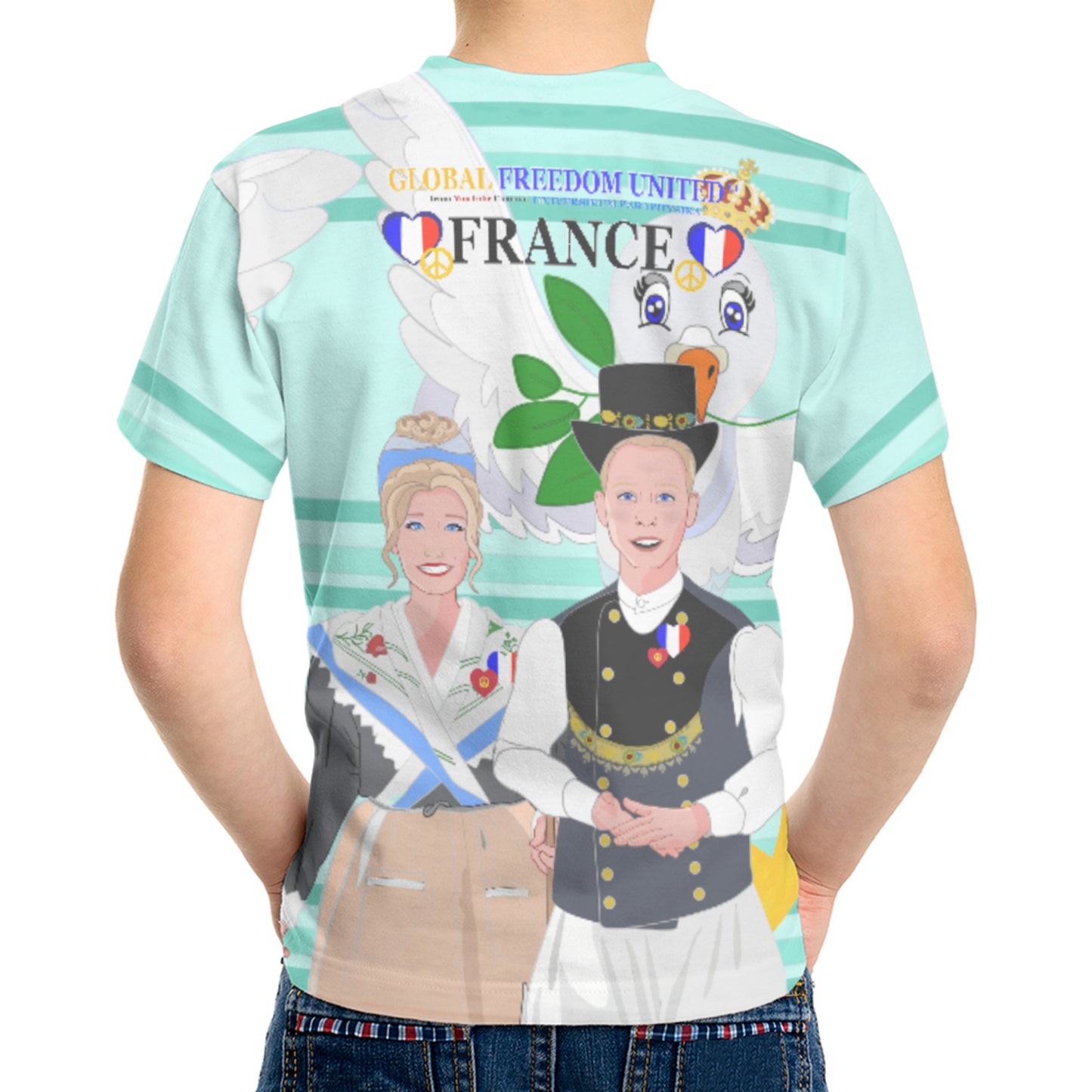 Kit´s T-shirt GLOBAL FREEDOM UNITED© Couple French Light Green