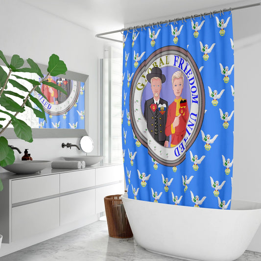 GLOBAL FREEDOM UNITED MEN RUSSIA & GERMANY OLD PEACE BLUE Quick-drying Shower Curtain