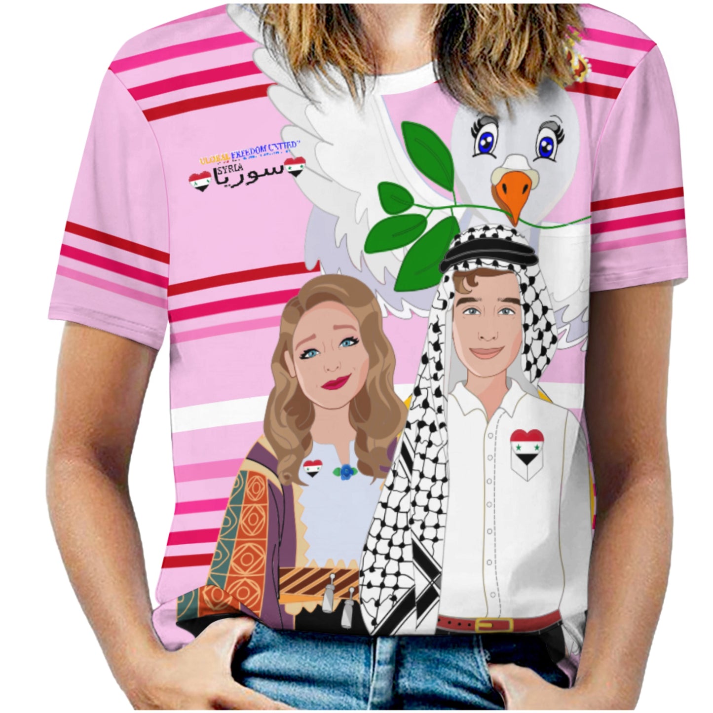 Women´s T-shirt  GLOBAL FREEDOM UNITED© Couple Syria Pink1